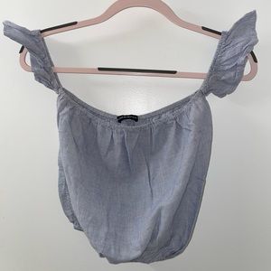 Brandy Melville cropped off the shoulder tube top - blue and white striped